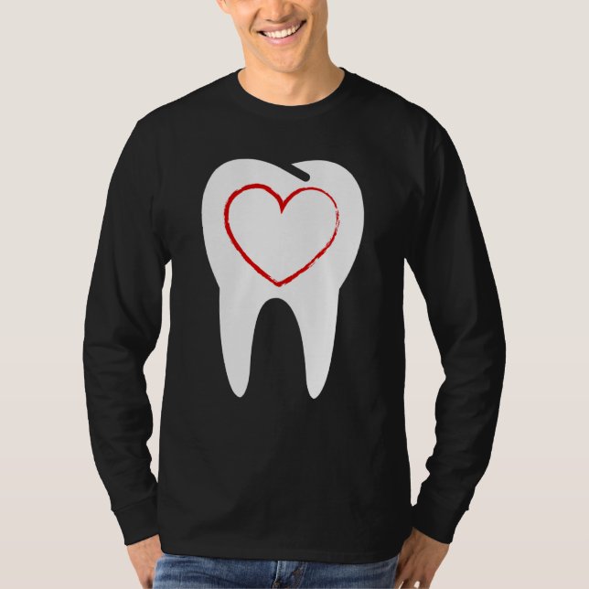T-shirt Valentines Day Tooth Heart Cute Teeth Dental Denti (Devant)