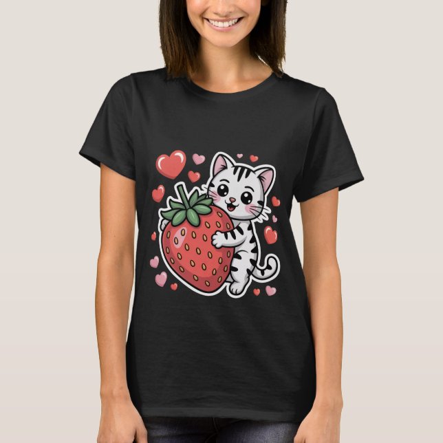 T-shirt Valentine's Day White Cat Love You Heart Art ✨🐱❤️ (Devant)