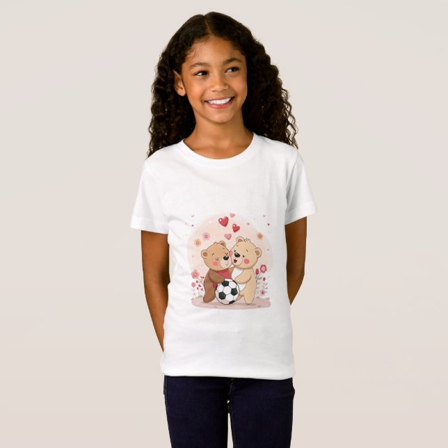 T-Shirt Valentine's Day with Bears in Love and Soccer (Devant entier)