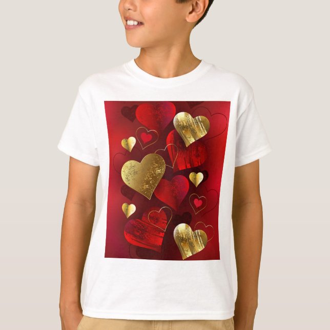 T-shirt Valentines dorées et rouges (Devant)