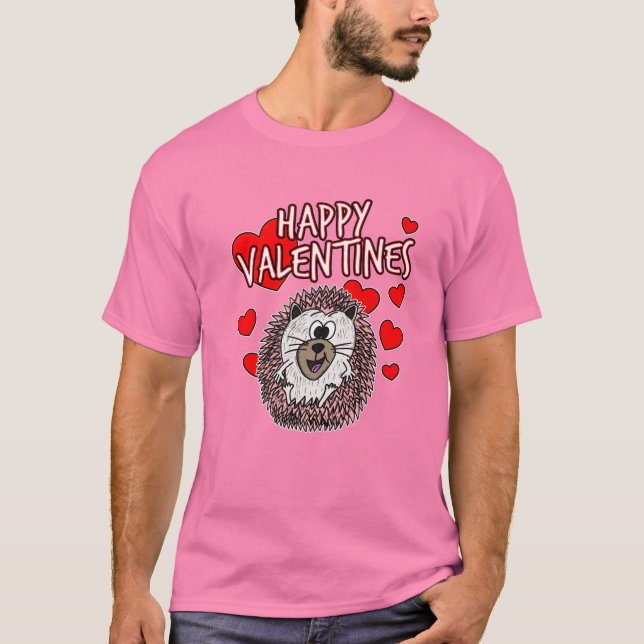 T-shirt Valentines Hedgehog Wildlife Nature Animal Lover (Devant)