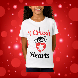 T-Shirt Valentine's I Crush Hearts mignon araignée