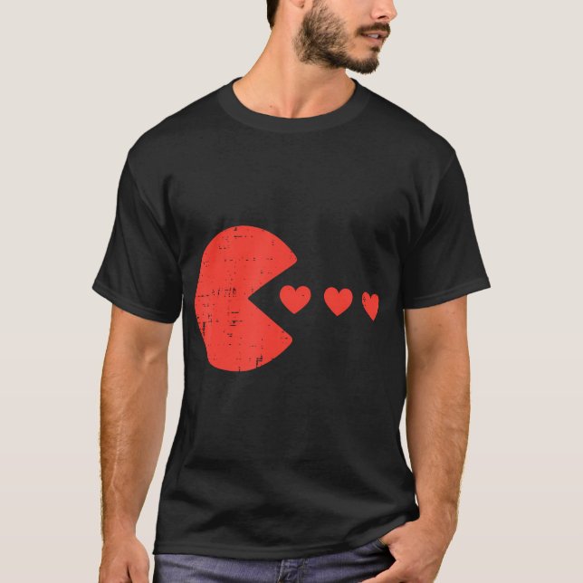 T-shirt Valentines Jeu de Jour Manger Coeurs Hommes Garçon (Devant)
