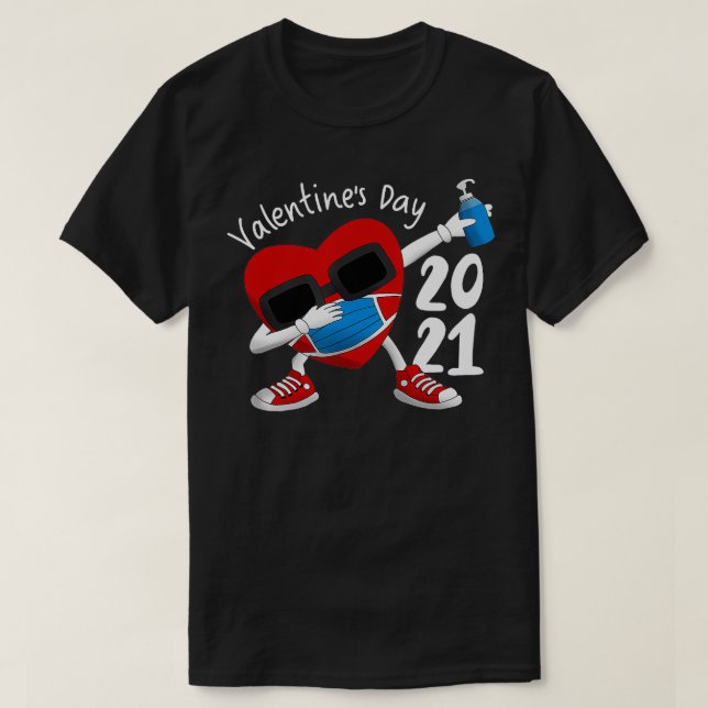 T-shirt Valentines Jour 2021 Dabbing Coeur avec masque et  (Design devant)