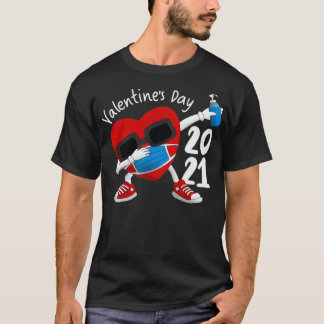 T-shirt Valentines Jour 2021 Dabbing Coeur avec masque et 