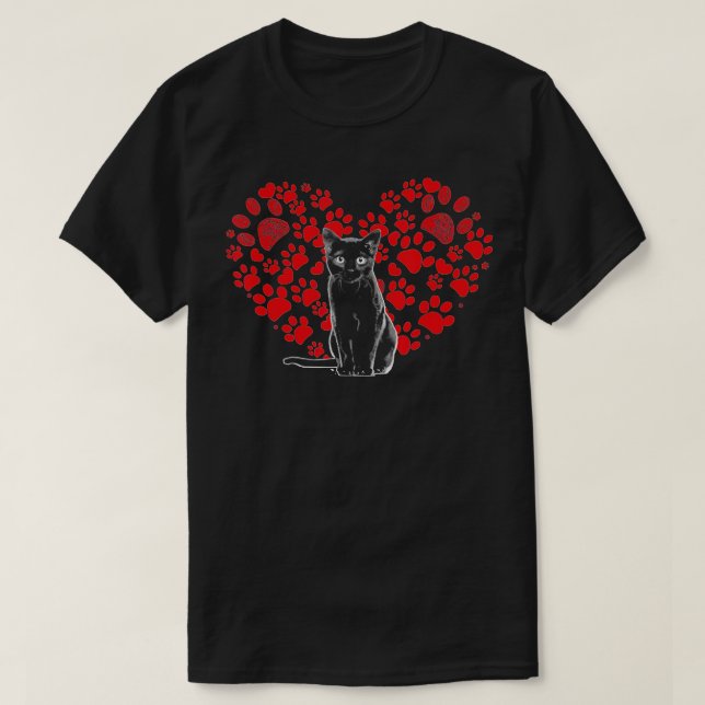 T-shirt Valentines Jour Amoureux des chats Coeur Paw Cadea (Design devant)