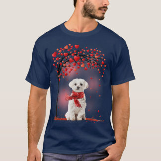 T-shirt Valentines Jour Chien maltais arbre Coeur Chien Ch