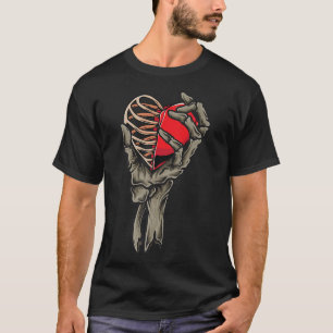 T-shirt Valentines Jour Crâne Squelette main main main ten