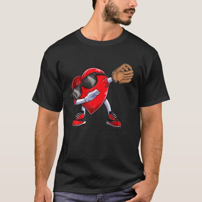 T-shirt Valentines Jour Dabbing Coeur Garçons de Baseball  (Devant)