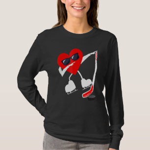 T-shirt Valentines Jour Dabbing Coeur Hockey Stick Puck Bo