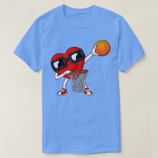 T-shirt Valentines Jour Dabbing Coeur Tenant Un Basket-Bal (Design devant)