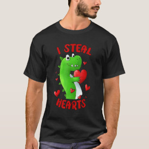 T-shirt Valentines Jour Dinosaure I Voler Coeurs Enfants A