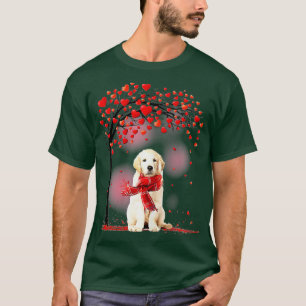 T-shirt Valentines Jour Golden Retriever Arbre Coeur Chiot