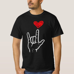 T-shirt Valentines Jour I Love You Main Sign ASL Heart