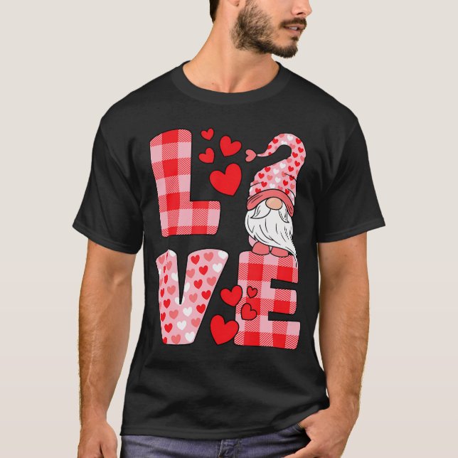 T-shirt Valentines Jour mignonne Amour Coeur Gnome Buffle  (Devant)