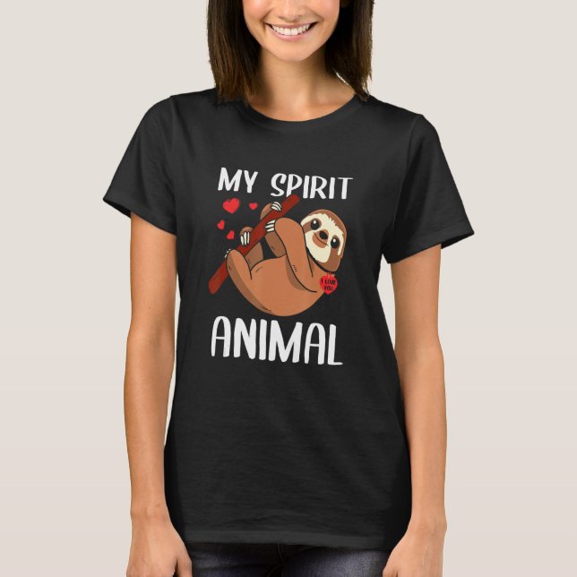 T-shirt Valentines Jour Mon Esprit Animal Sloth Je T'Aime  (Devant)