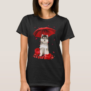 T-shirt Valentines Jour Pomsky Parapluie Coeur Chien Chien