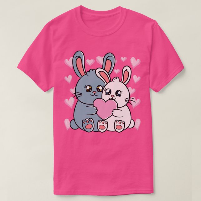 T-shirt Valentines Jour Rabbit Couple Bunnys Couple Bunnys (Design devant)