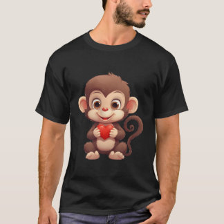 T-shirt Valentines Jour Singe Coeur Design graphique
