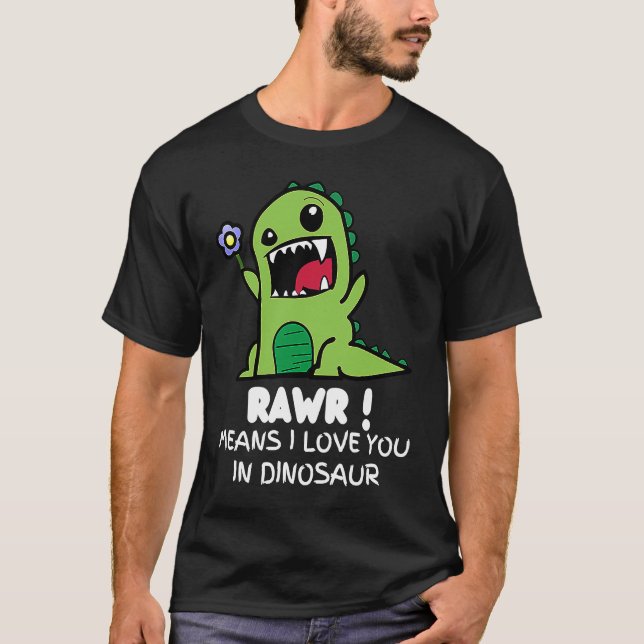 T-shirt Valentine's Rex Cute Dinosaur (Devant)