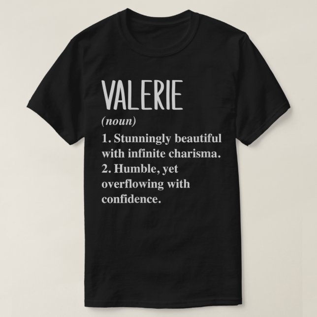 T-shirt Valerie Femme Prénom Définition Personnalisée  (Design devant)