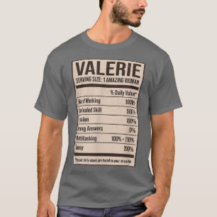 T-shirt Valerie Valeur nutritive Nom Pseudo Alias Titre