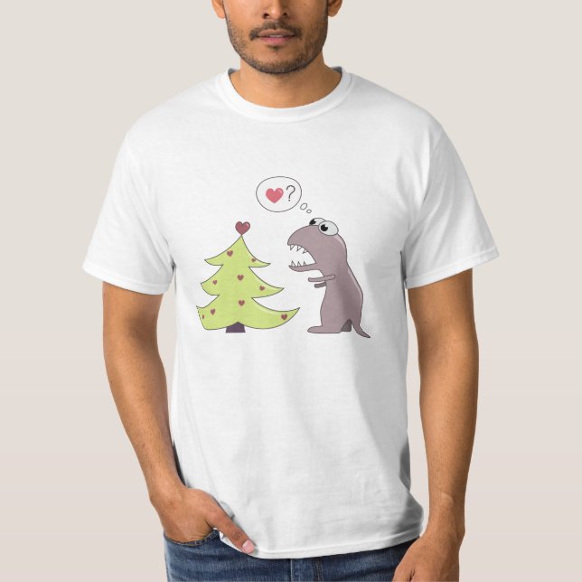 T-shirt Valeur drôle d'arbre de dinosaure et de Noël (Devant)