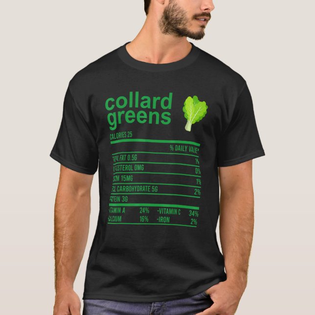 T-shirt Valeur nutritive Aliments Collard Vert Thanksgivin (Devant)