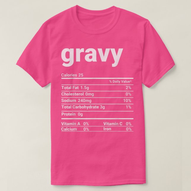T-shirt Valeur nutritive Gravy Costume d'action de grâce  (Design devant)