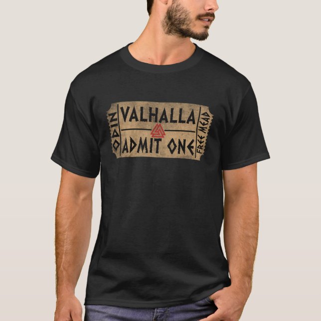 T-shirt Valhalla Admettre Une Mead Norse Mythologie Gratui (Devant)