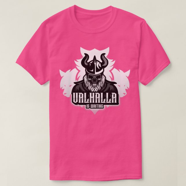 T-shirt Valhalla attend Viking wolves Odin guerrier dit (Design devant)