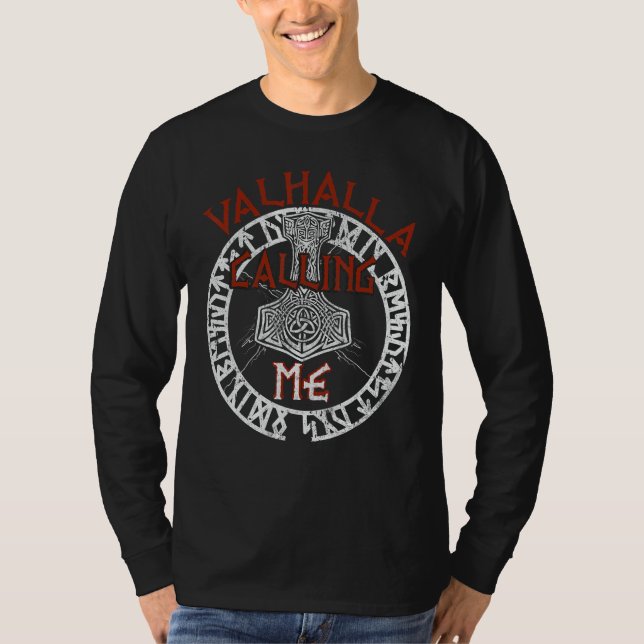 T-shirt Valhalla m'appelle Vikings Runes (Devant)
