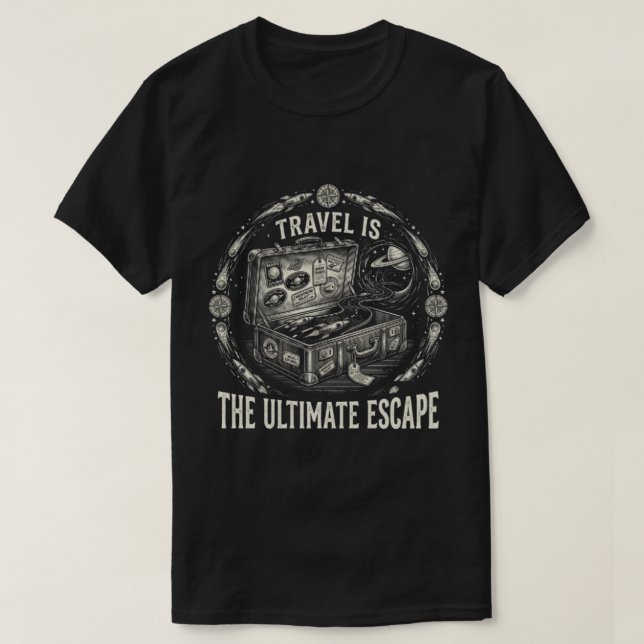 T-shirt Valise de voyage rétro dans l'espace - L'évasion u (Design devant)