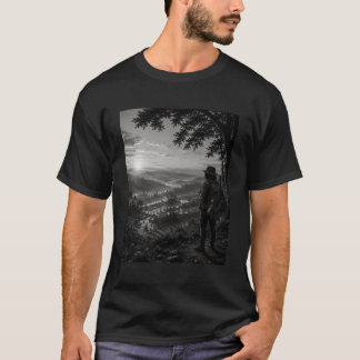 T-shirt Vallée de l'aube Guitare de voyageur noir et blanc