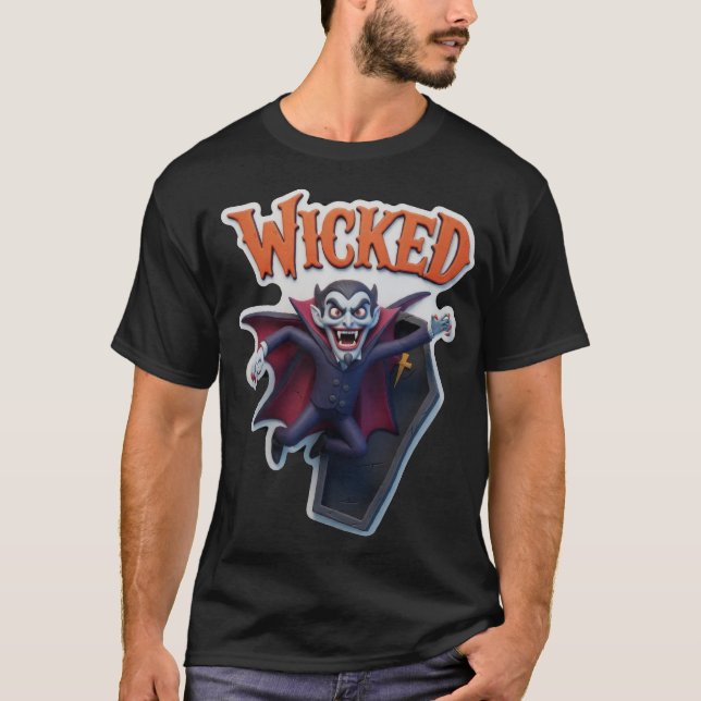 T-shirt Vampire maléfique émergeant d'un cercueil (Devant)