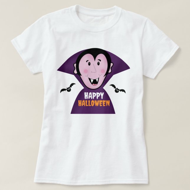 T-shirt Vampire mignon avec chauves-souris Dracula Hallowe (Design devant)