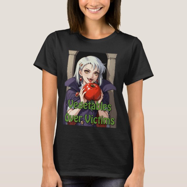 T-shirt Vampire Vegan Funny Plante Basé Vêtements (Devant)