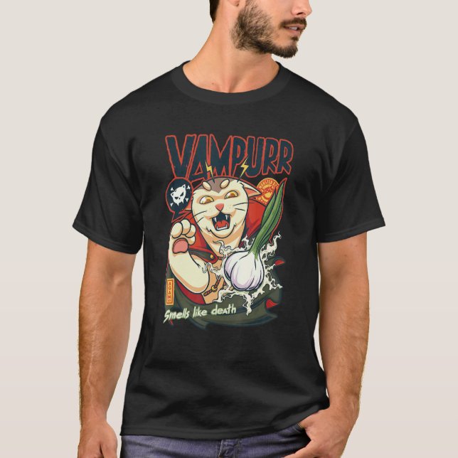 T-shirt Vampurr vs Ail Vampire Paws Vampire Chat Halloween (Devant)