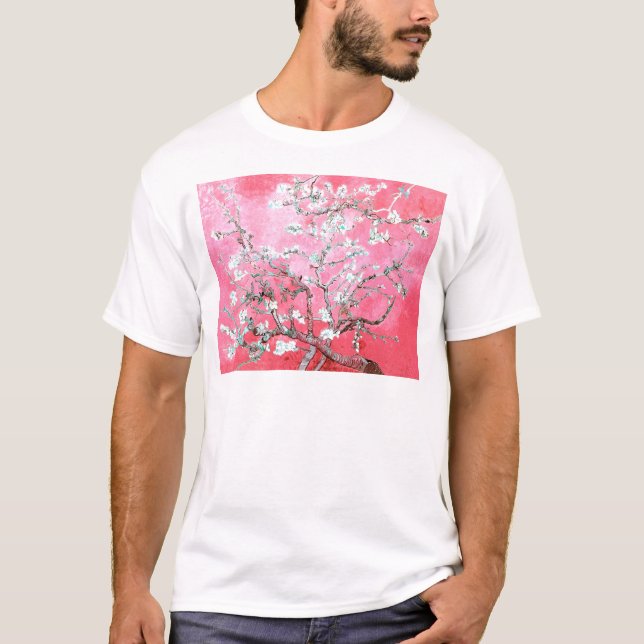 T-shirt Van Gogh Almond Blossoms rose Bleu (Devant)