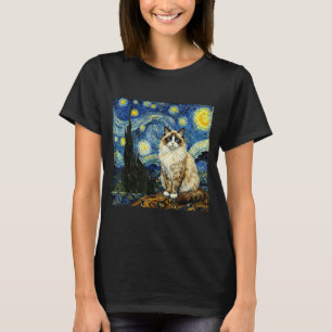 T-shirt Van Gogh Art Nuit Étoilée - Drôle Ragdoll Cat Arti