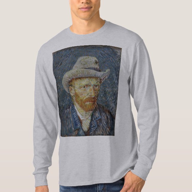 T-shirt Van Gogh Autoportrait Gris Sens Casquette Peinture (Devant)