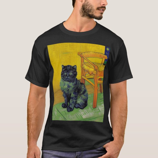 T-shirt Van Gogh Black Cat (Devant)