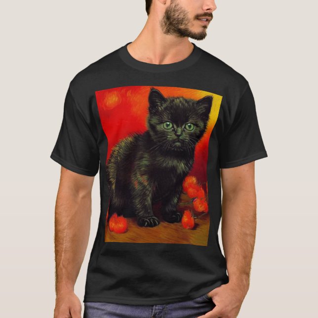 T-shirt Van Gogh Black Kitten (Devant)