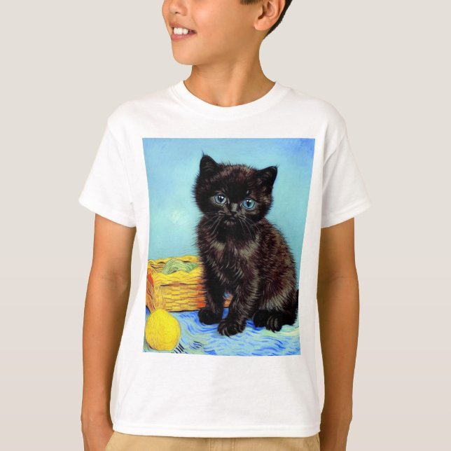 T-shirt Van Gogh Black Kitten avec fils (Devant)