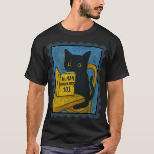T-shirt Van Gogh Chat Noir Lisant Manipulation Humaine Amu