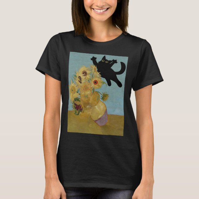 T-shirt Van Gogh Fleurs Chat Tournesols (Devant)