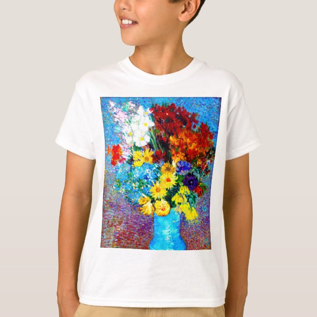 T-shirt Van Gogh Flowers dans un Vase Bleu (Devant)