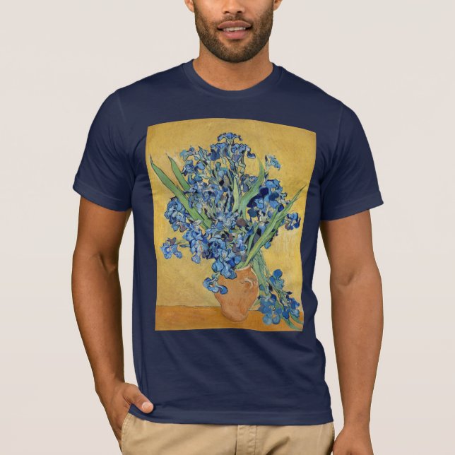 T-shirt Van Gogh Irises Vase Blue Flowers Art Vintage (Devant)