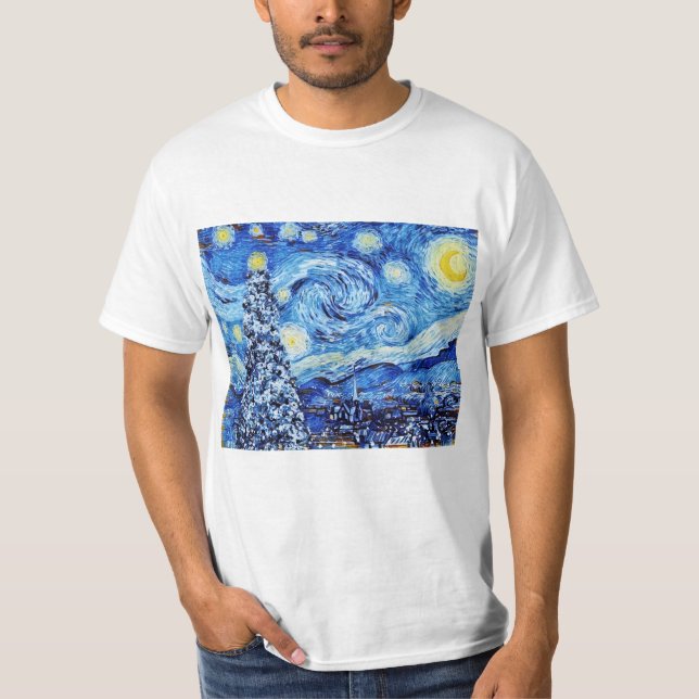 T-shirt Van Gogh - La Nuit étoilée - Art de Noël blanc  (Devant)