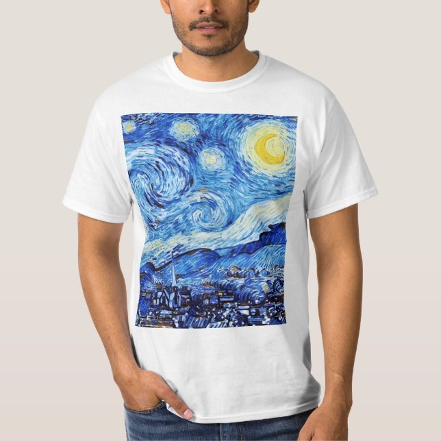 T-shirt Van Gogh - La Nuit étoilée - Blancs Noël (Devant)